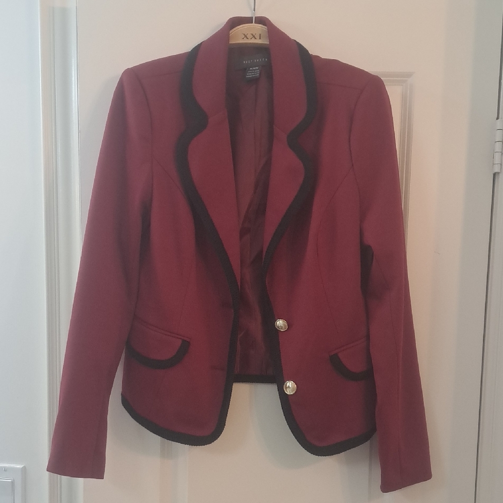 Forever 21 Burgundy Blazer with Black Trim